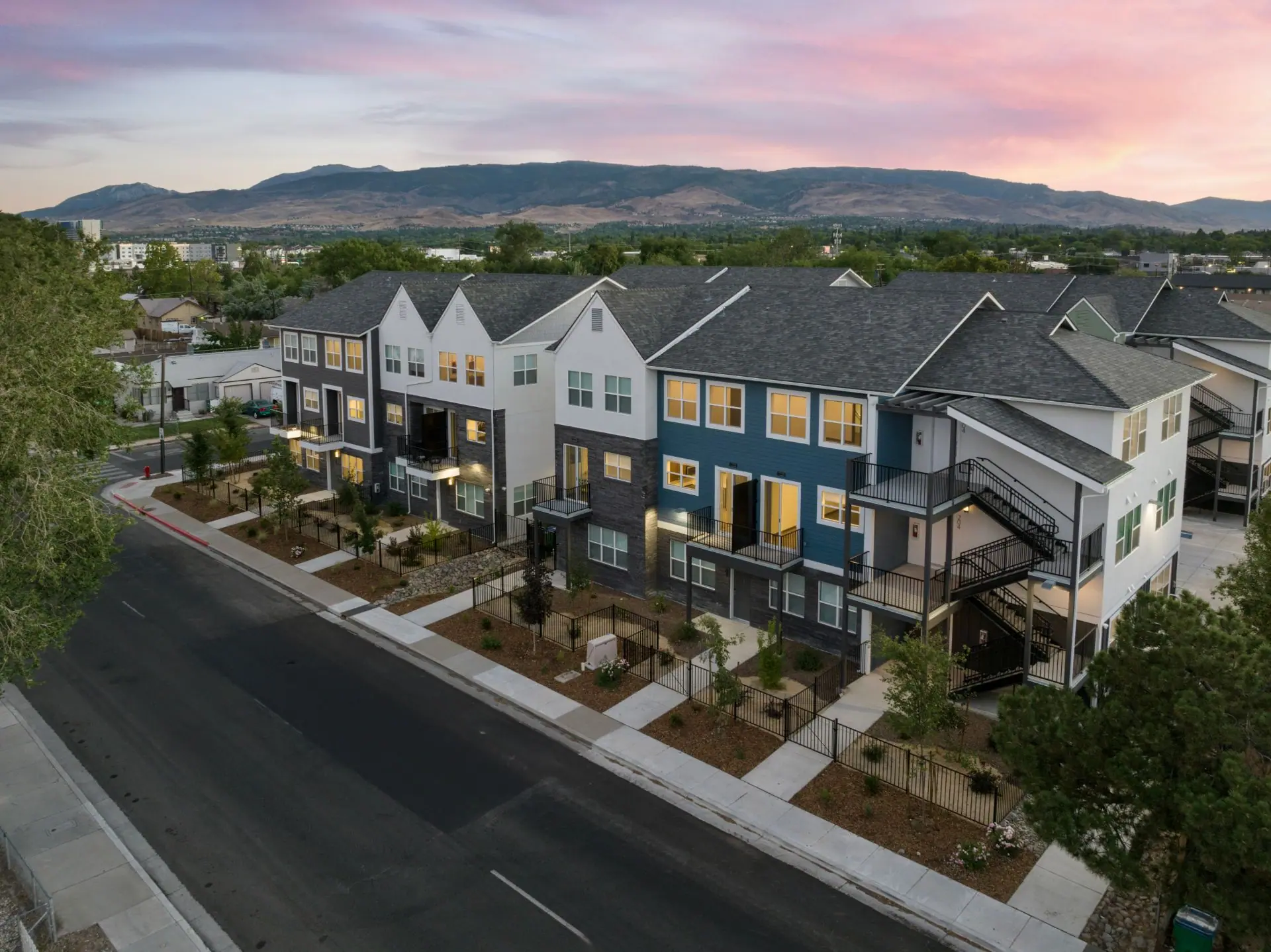 Grand Canyon Mews from above at dusk