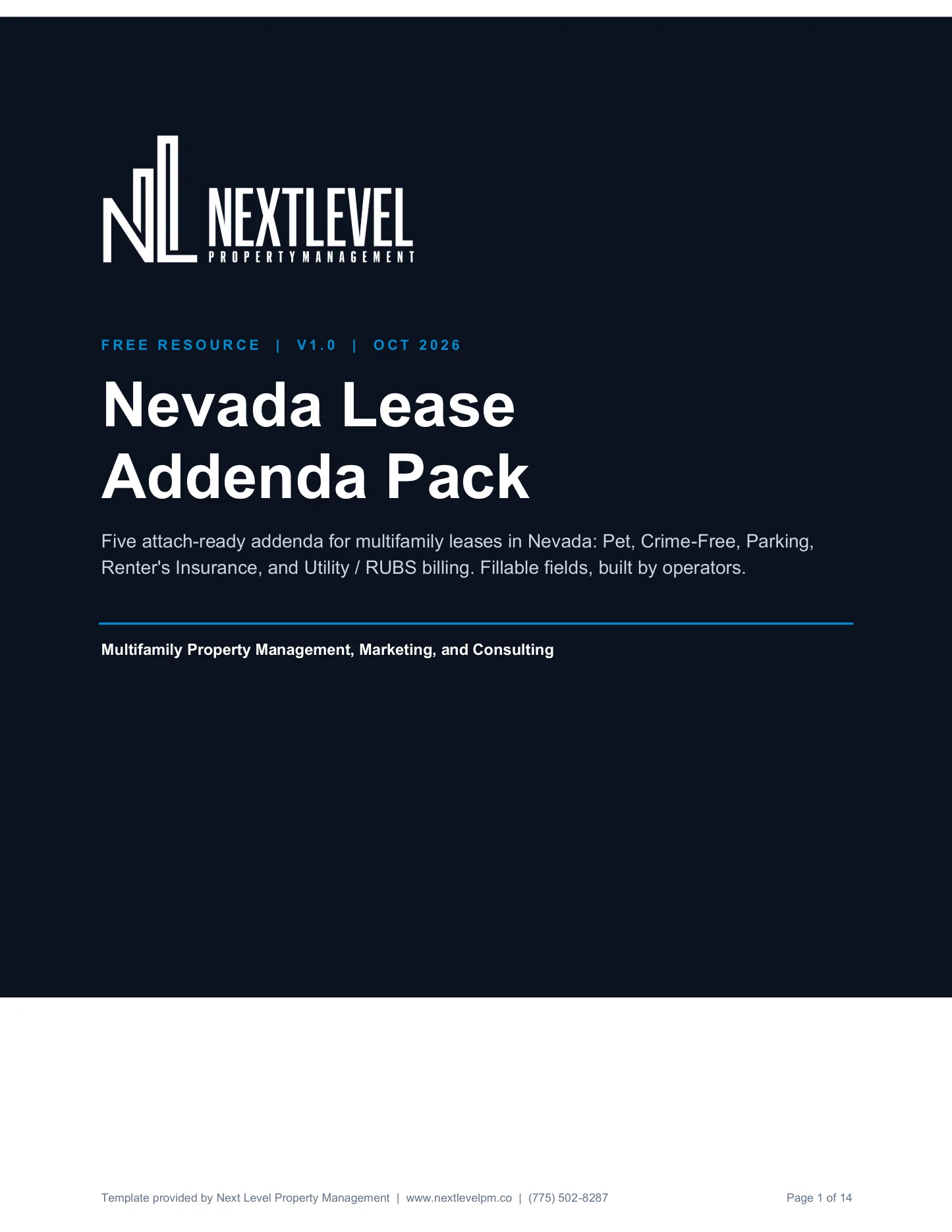 Cover, a page from nevada-lease-addenda-pack.docx