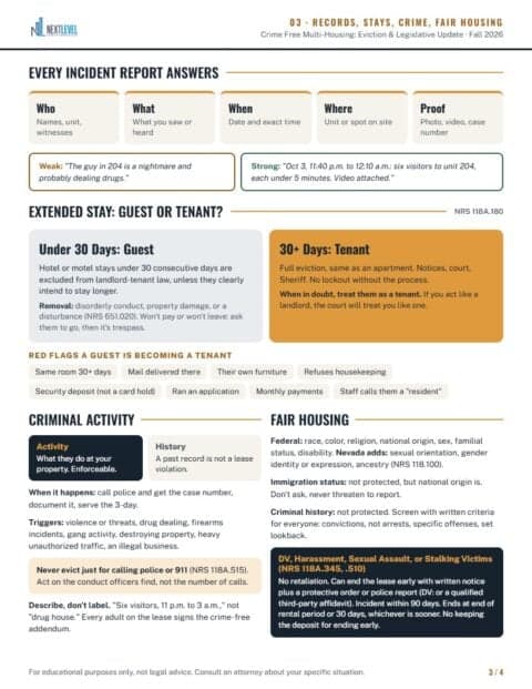 Handout page 3: Records, stays, crime, fair housing