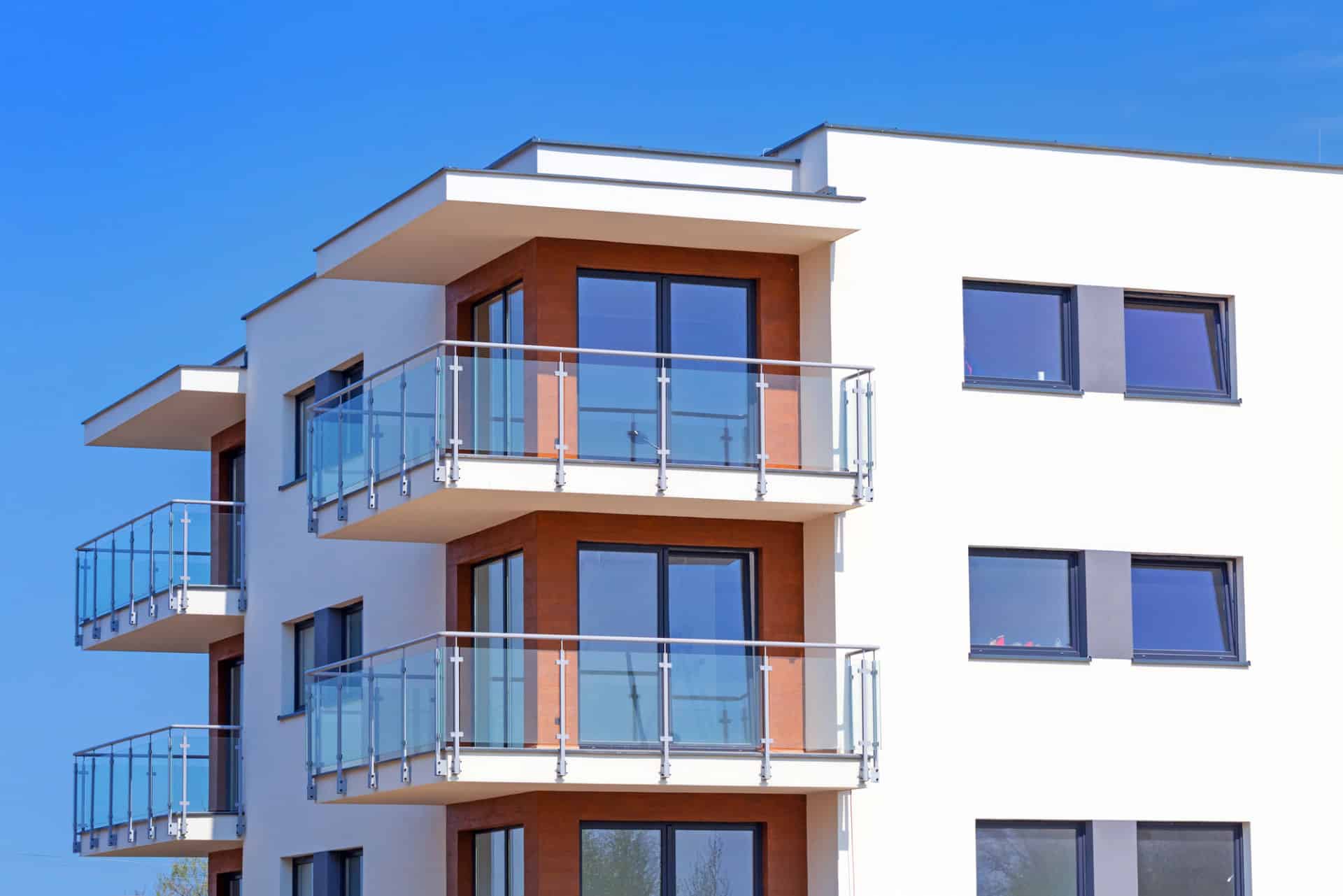 Top Floor of Multifamily Apartments with Balconies