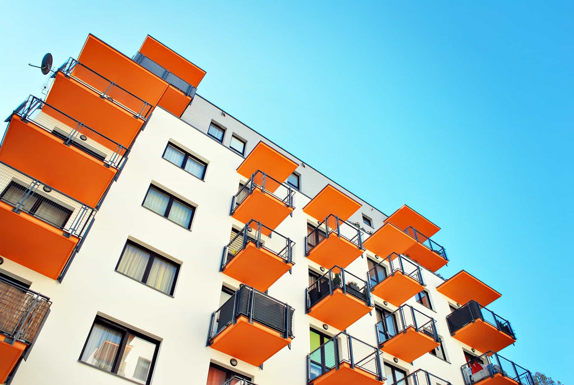 Mulitfamily Apartment Community with Orange Balconies